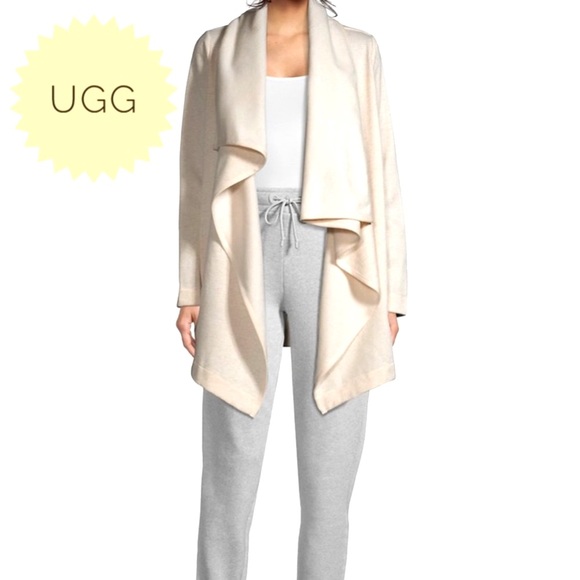 NWT UGG Janni Fleece ivory cream Blanket Cardigan M/ L - Picture 1 of 5